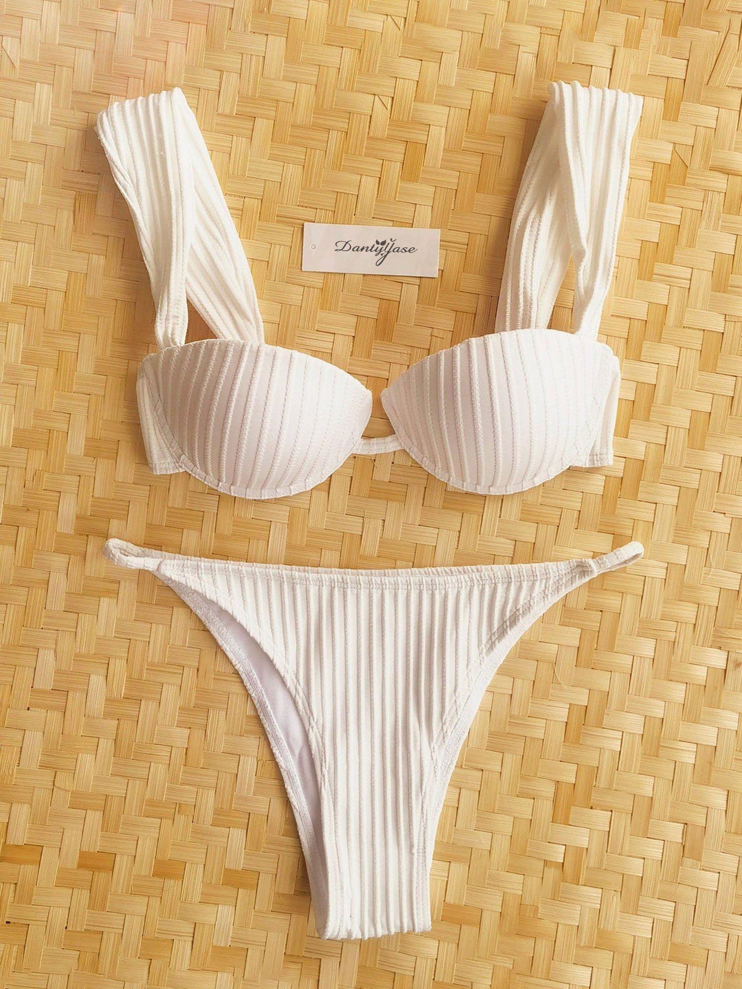 Textured Ribbed Underwire Bikini Set
