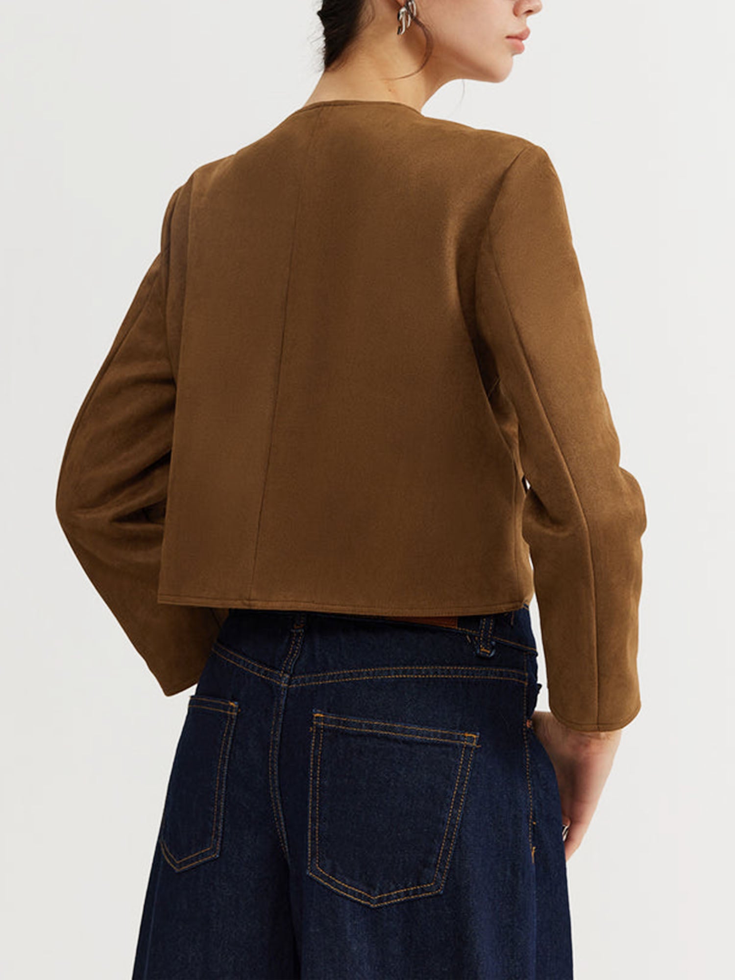 Brown Suede Buttoned Jacket