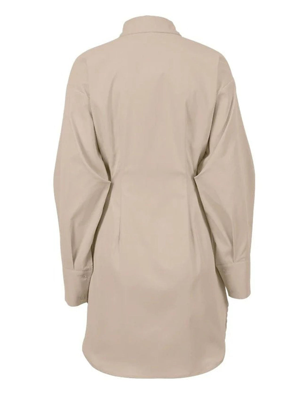 Khaki Cinched Waist Shirt Dress Effortless A-Line