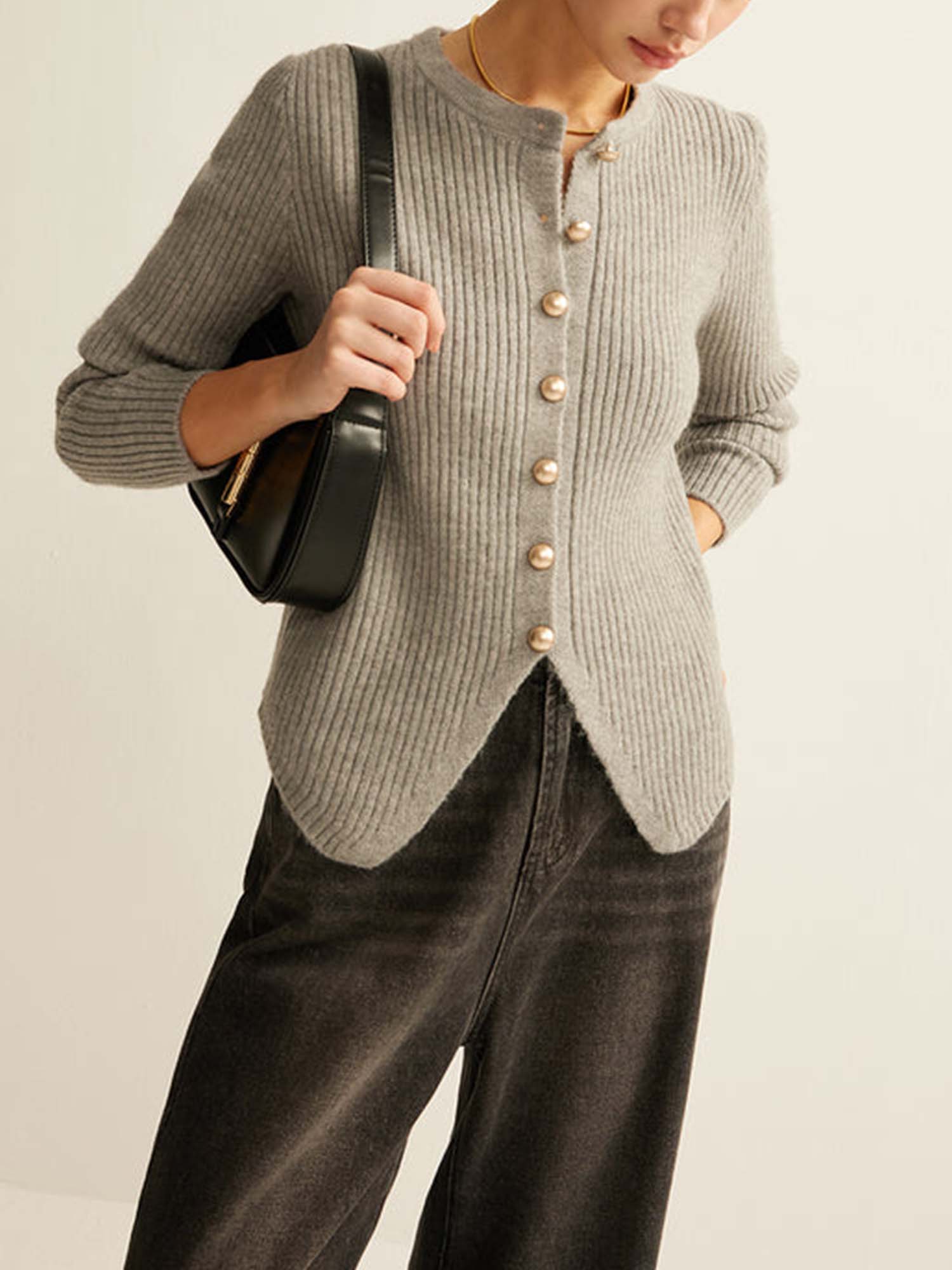 Ribbed Button Cardigan
