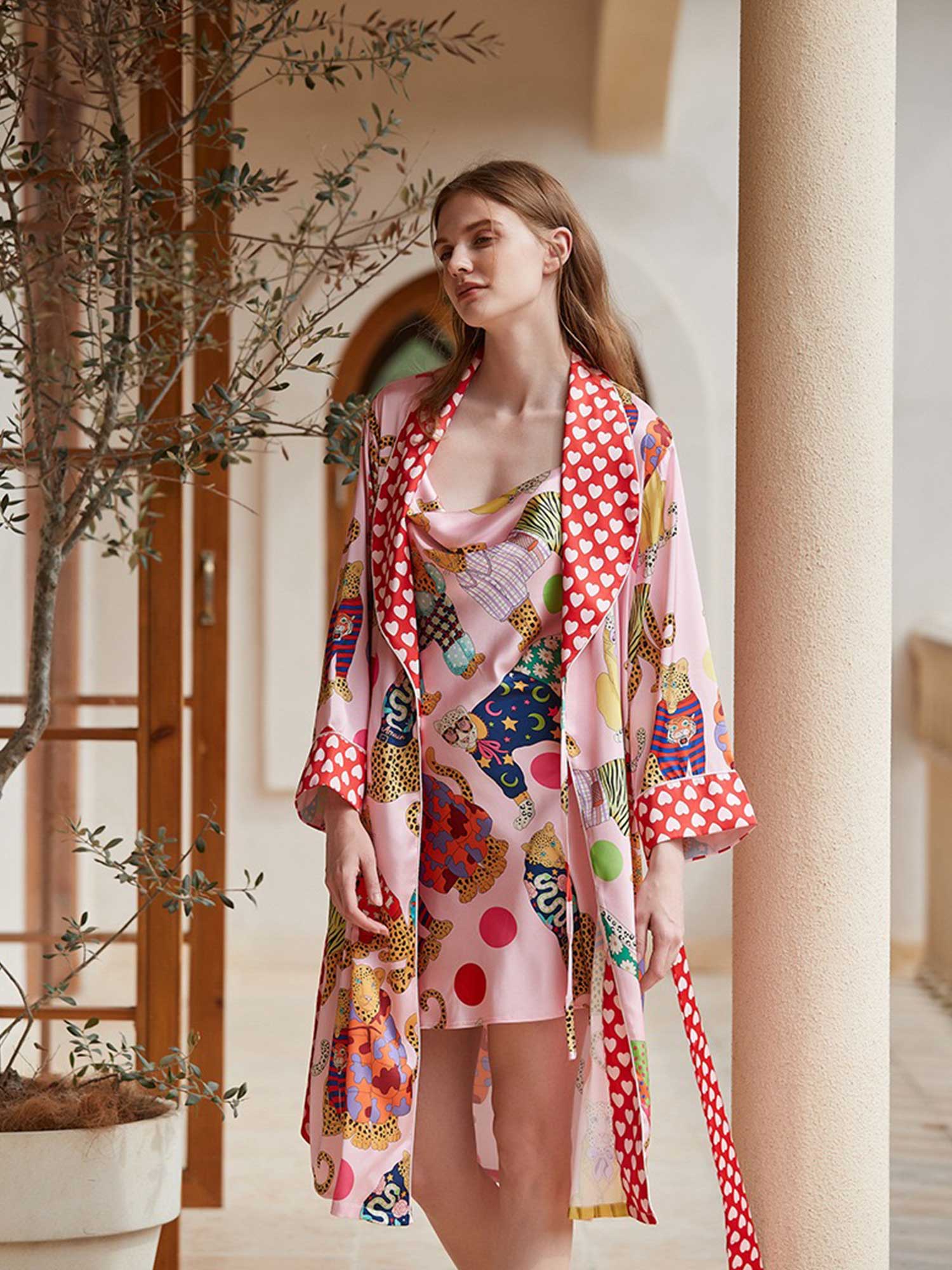 Cartoon Leopard Print Robe