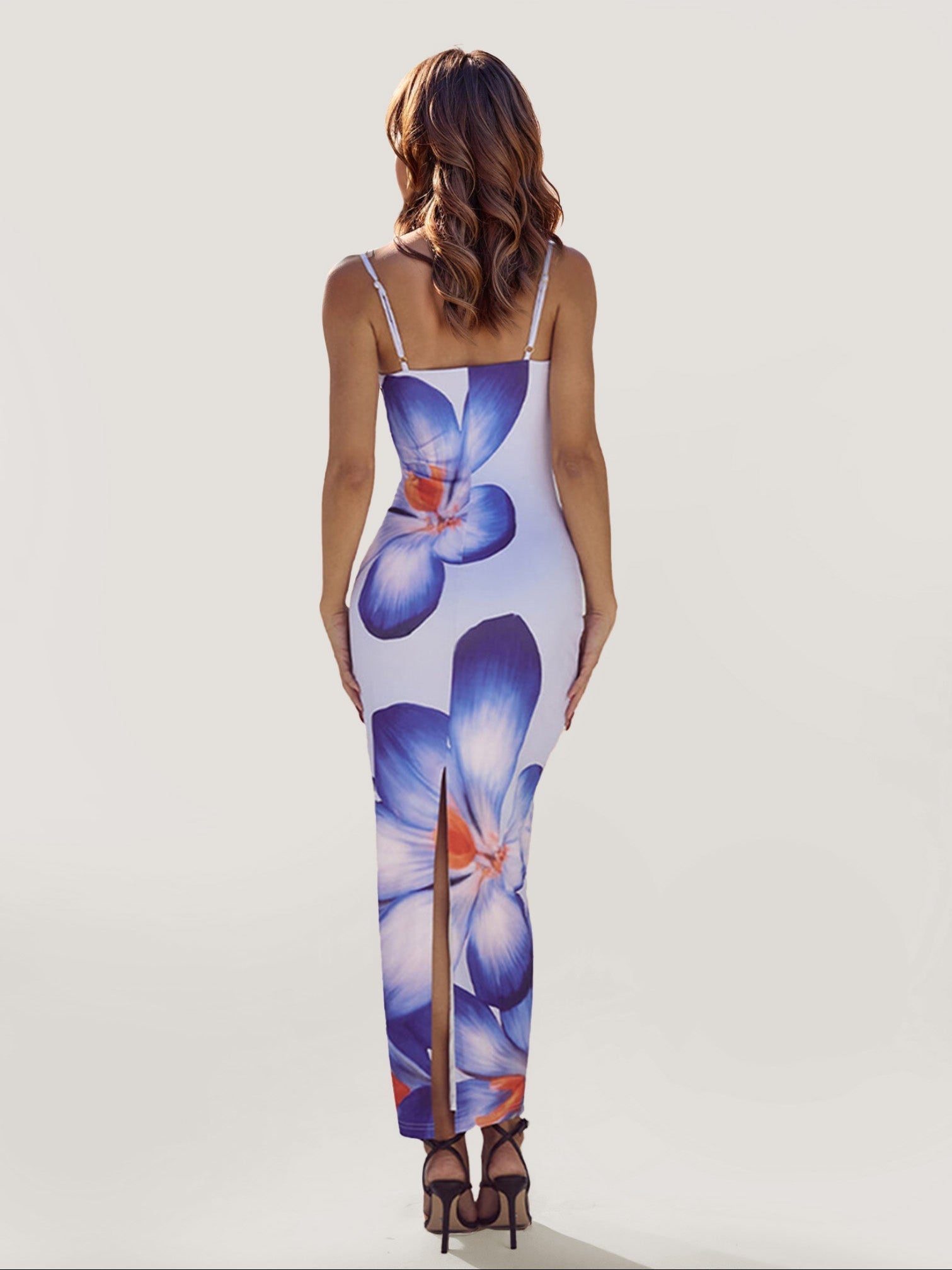 Floral Print Maxi Dress with V-Neckline