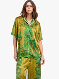 Floral Print Satin Button-Down Shirt