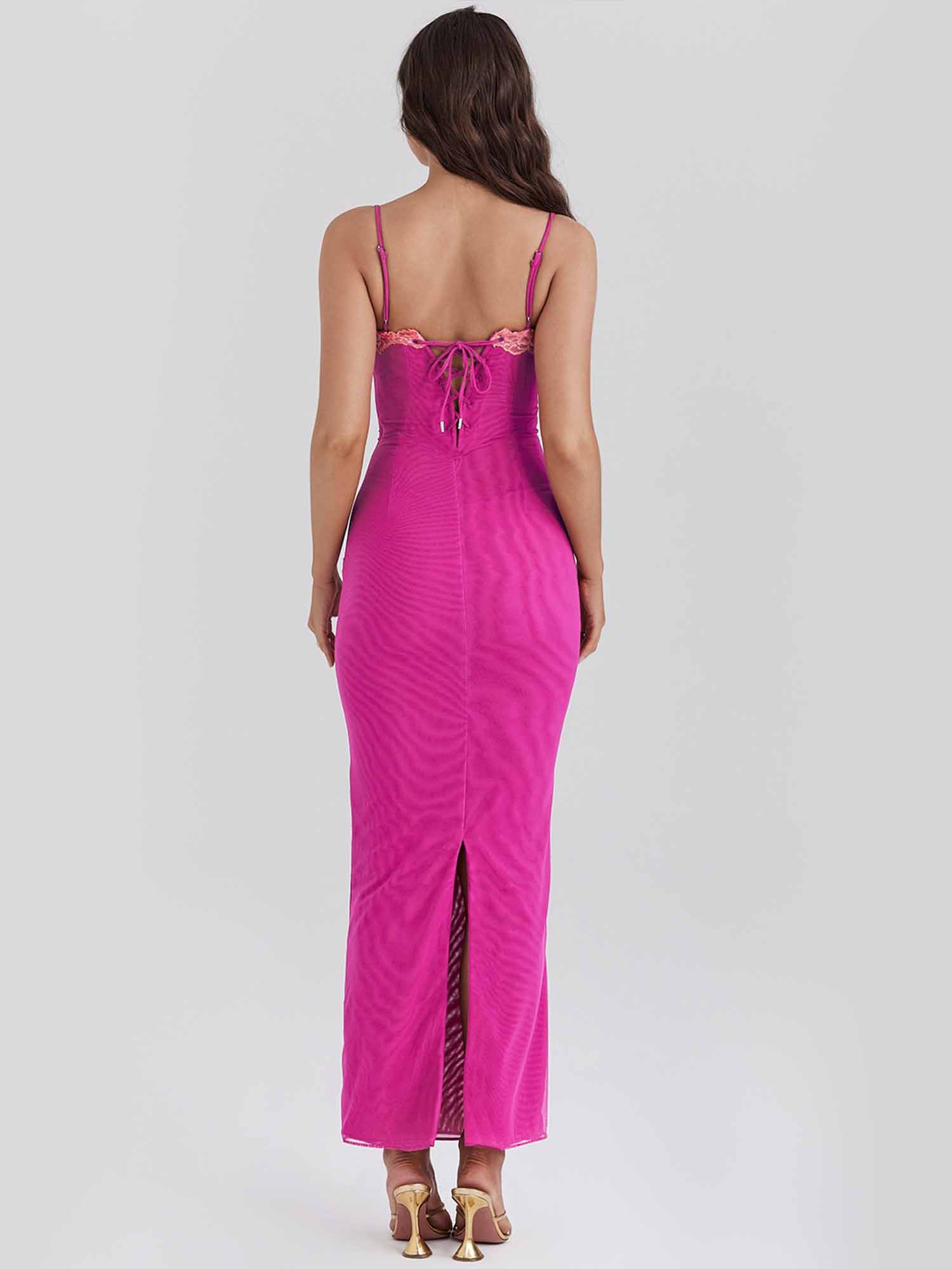 Hot Pink Corset Bodycon Maxi Dress