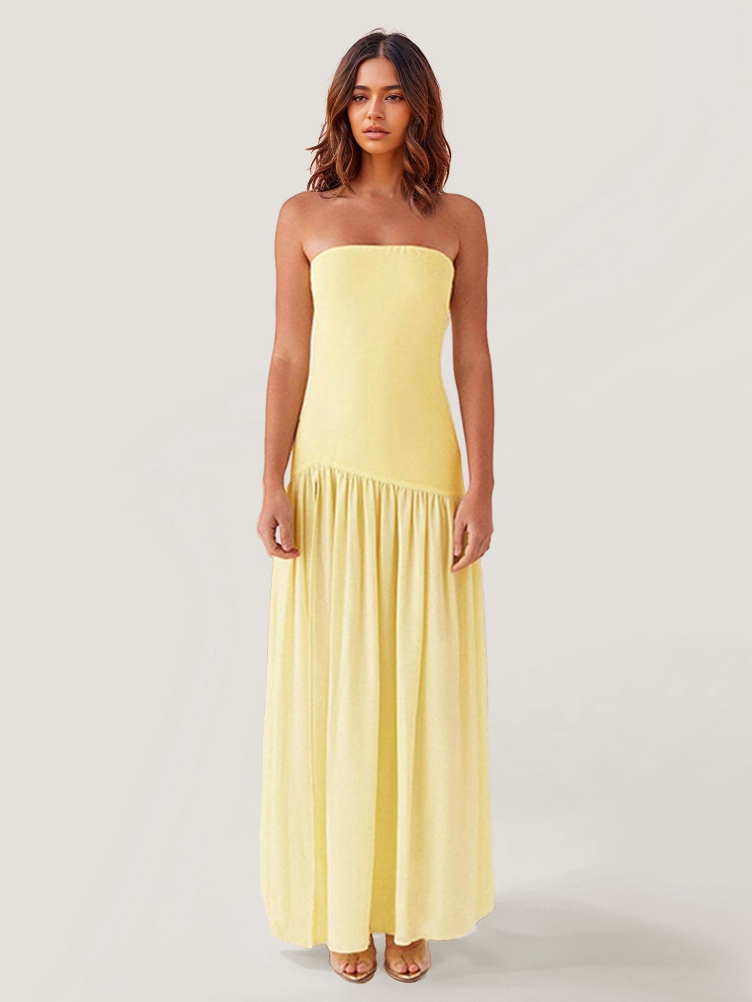 Strapless Ruffle Maxi Dress