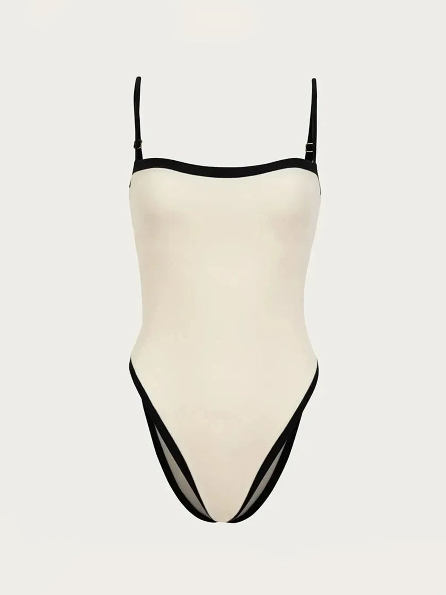 Vintage-Inspired Black & White One-Piece Swimsuit