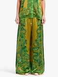 Floral Print Satin Loose-Fit Pants