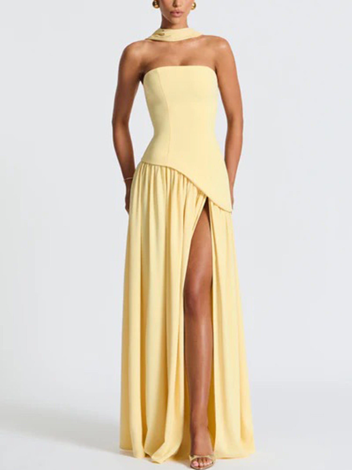 Slit Veil Maxi Dress
