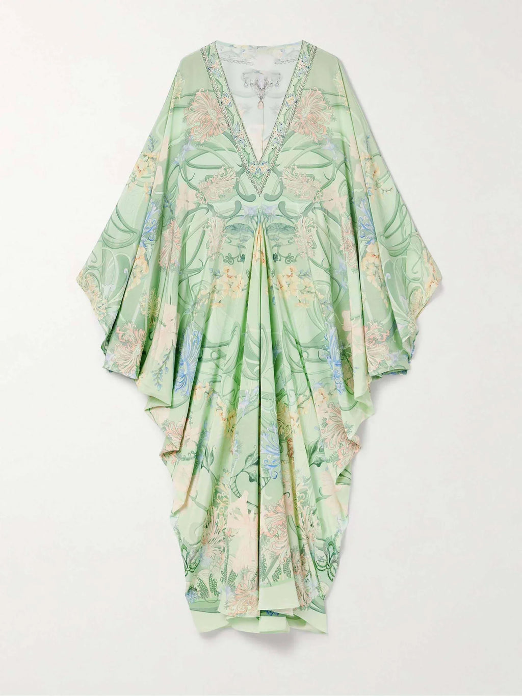 Green Floral Plunge Maxi Dress