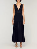 Contrast Lace Panel Black Maxi Dress