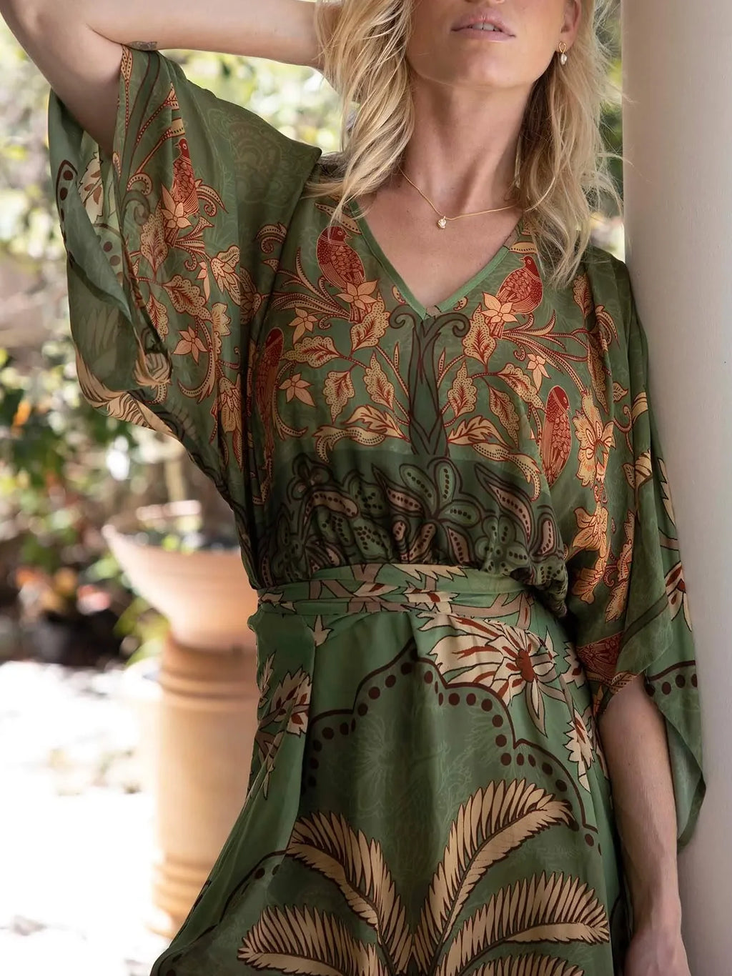 Tropical Print Kaftan Maxi Dress