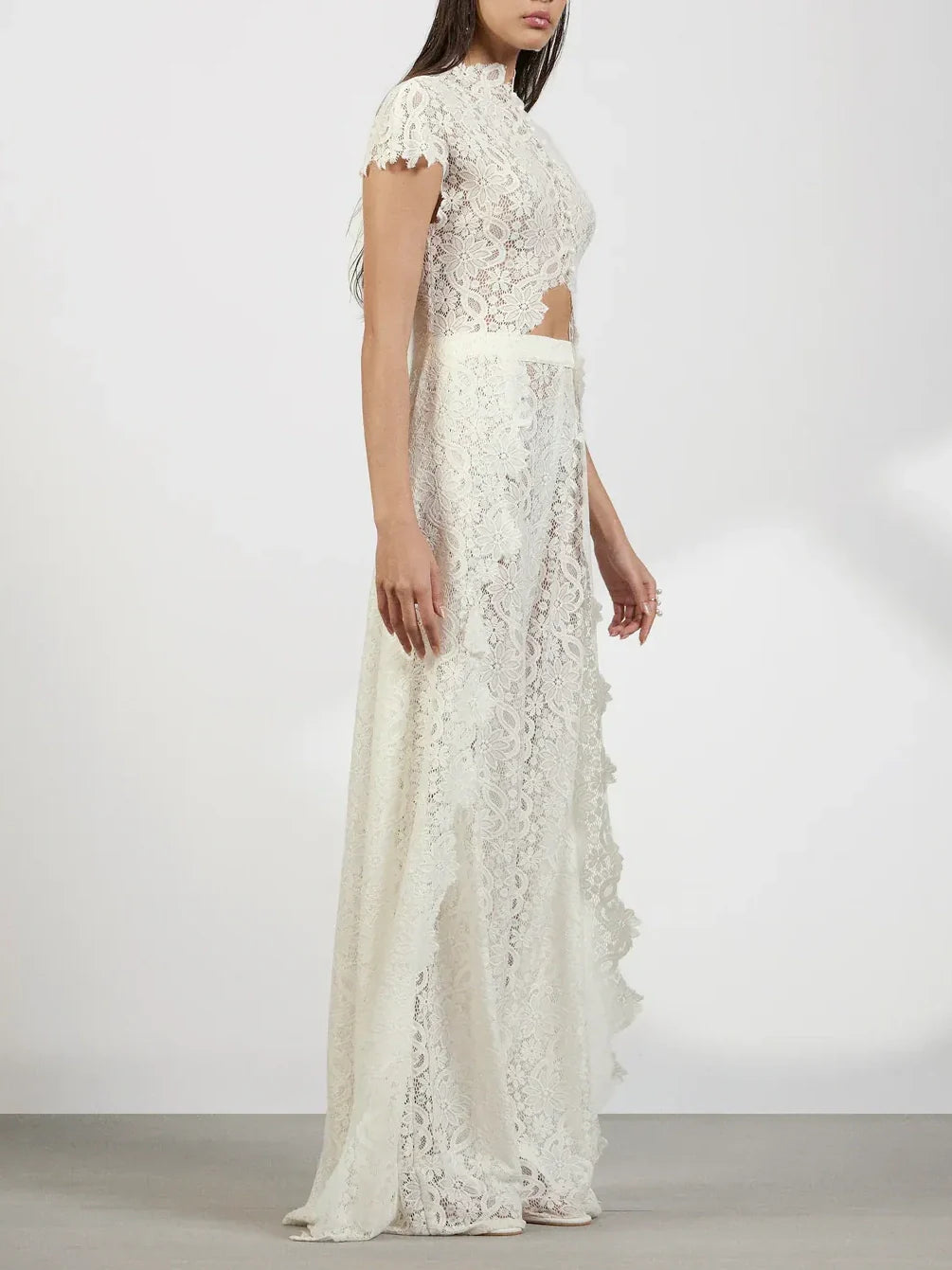 White Lace Cutout Two-Piece Set